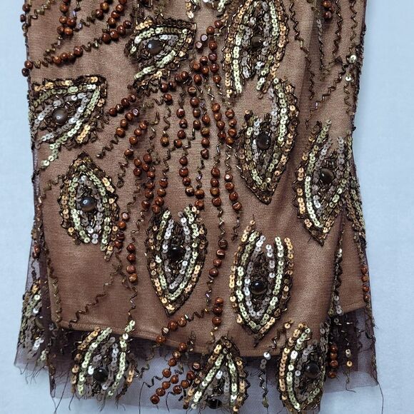 Sherry Haute Couture Beaded Sequin Mini Dress Size 6 - Picture 6 of 14